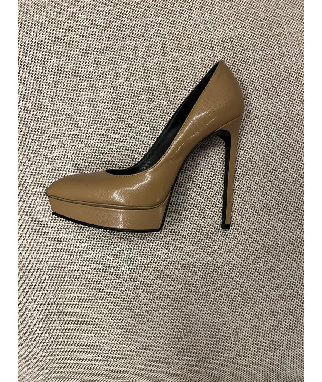 SAINT LAURENT Бежевые кожаные туфли, фото 8