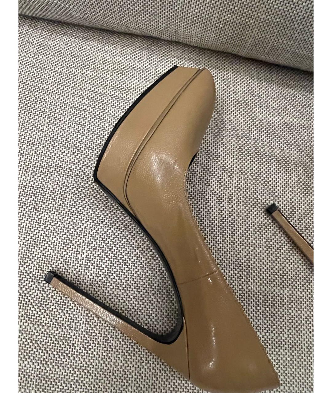 SAINT LAURENT Бежевые кожаные туфли, фото 6