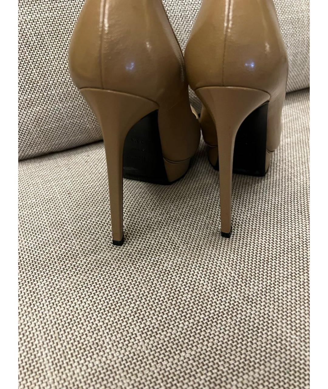 SAINT LAURENT Бежевые кожаные туфли, фото 4