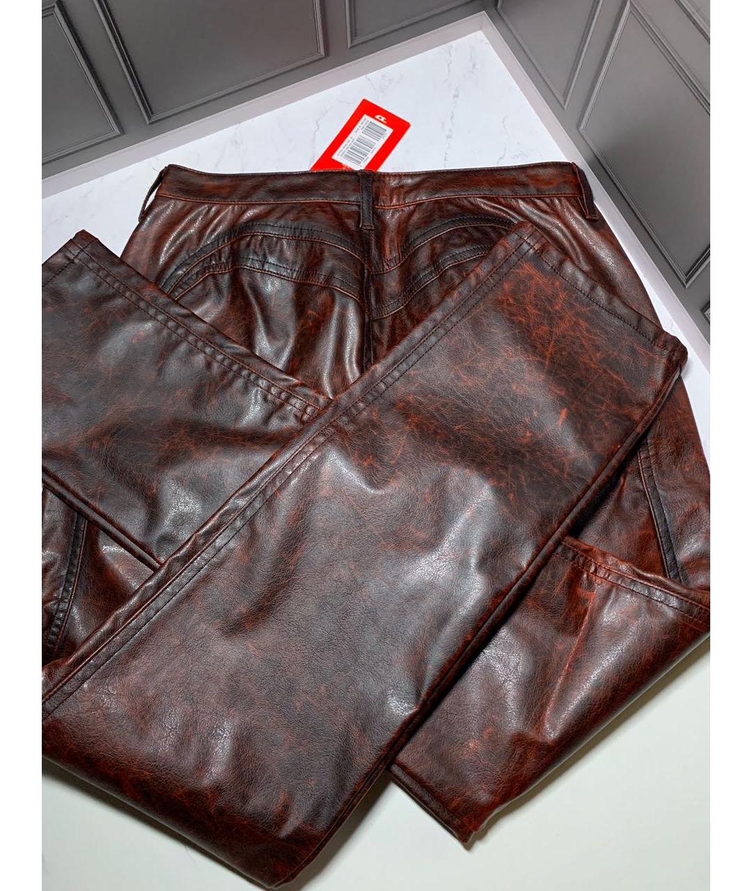 DIESEL Бордовые полиэстеровые прямые брюки, фото 8