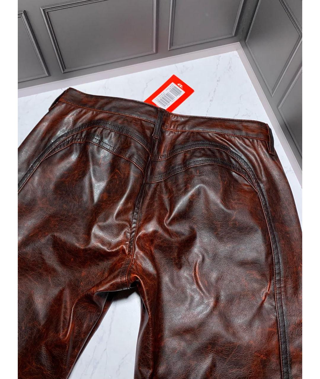 DIESEL Бордовые полиэстеровые прямые брюки, фото 6