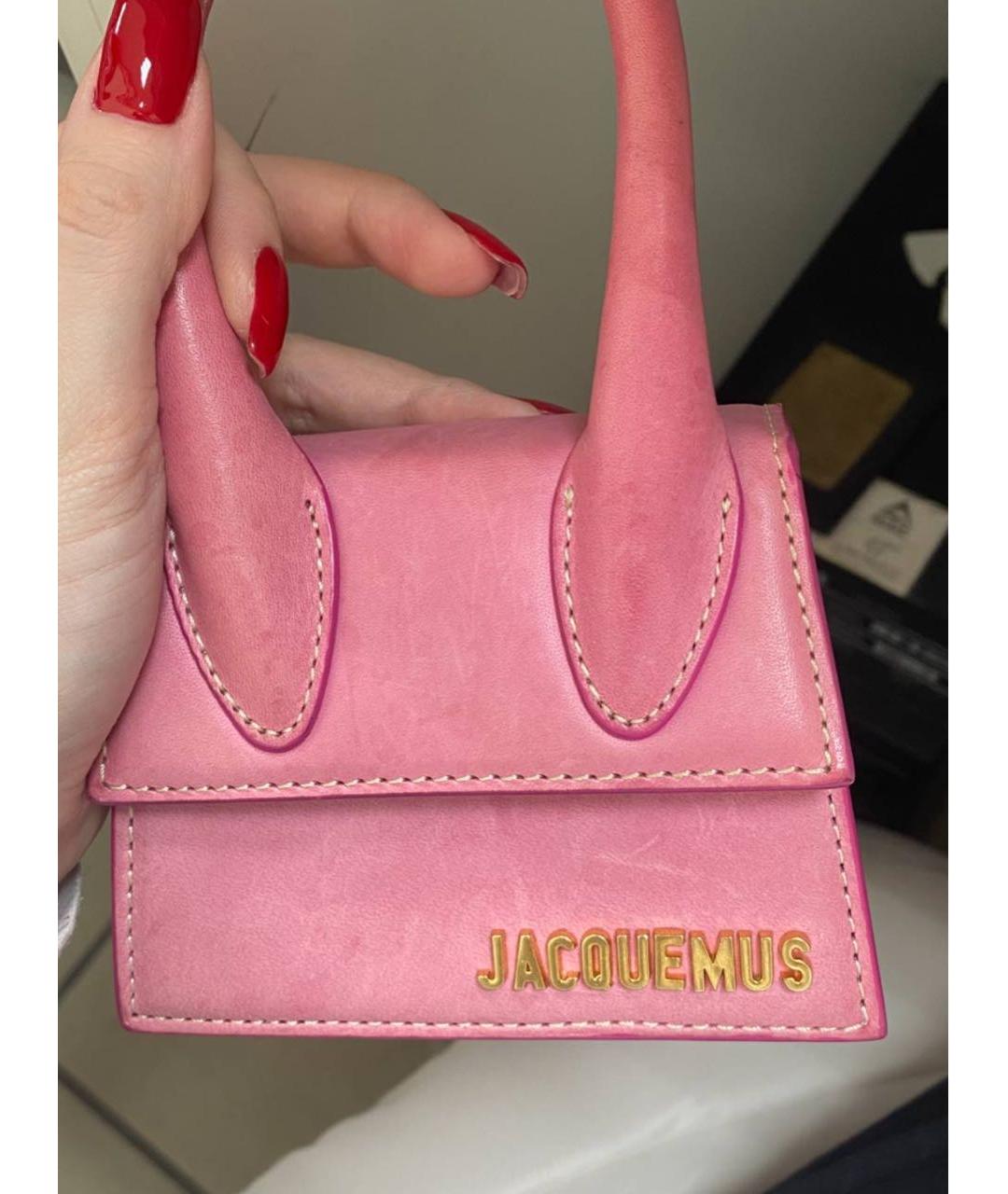 JACQUEMUS Розовая кожаная сумка с короткими ручками, фото 7
