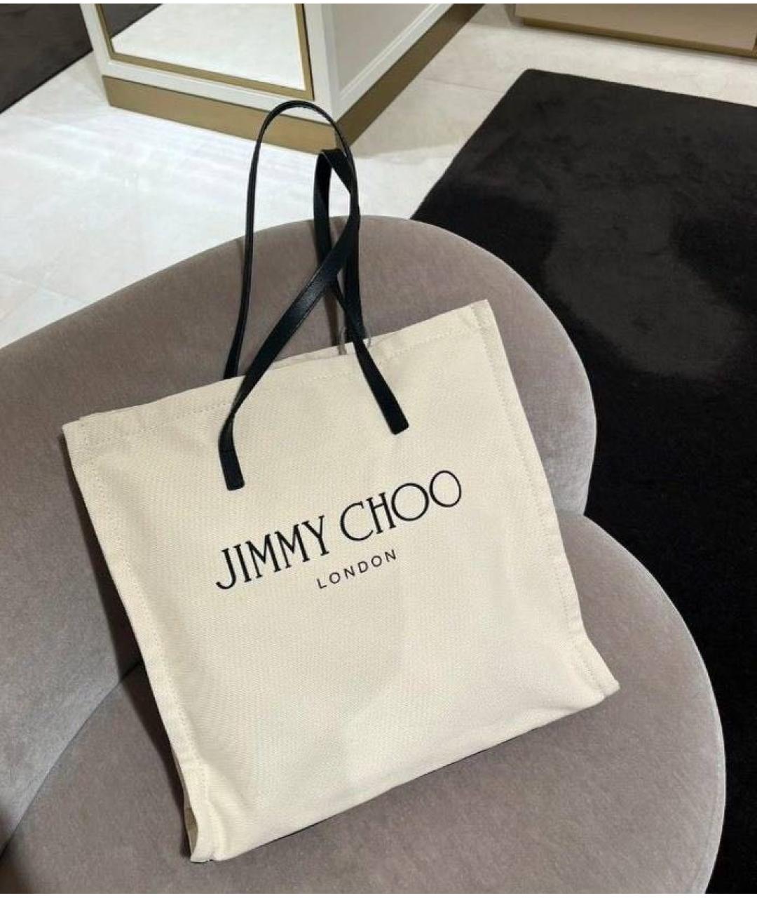JIMMY CHOO Бежевая хлопковая сумка тоут, фото 3