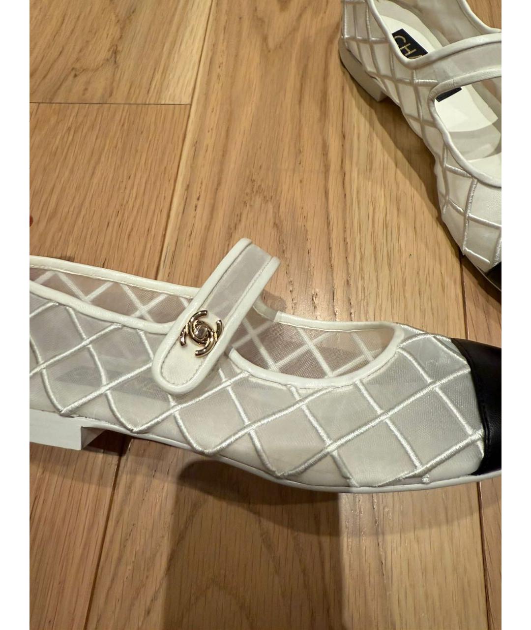 CHANEL Белые текстильные балетки, фото 3
