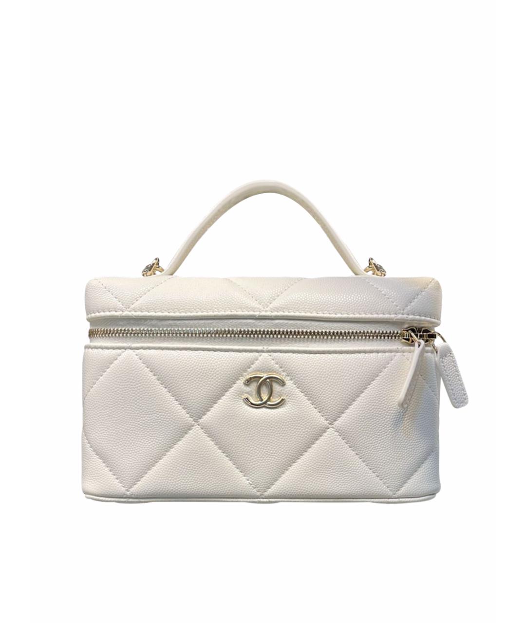 CHANEL Белая кожаная сумка с короткими ручками, фото 1