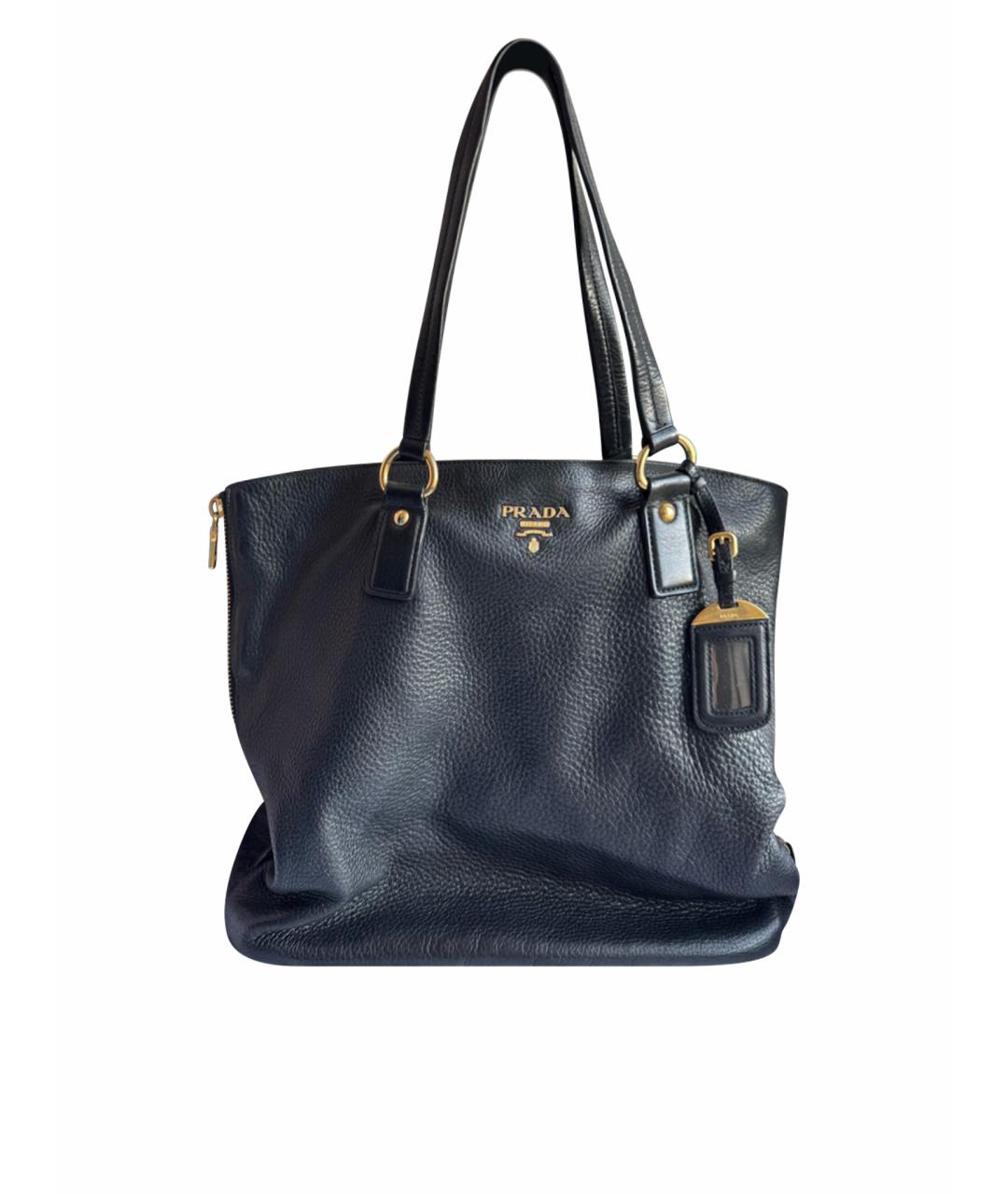 PRADA Черная кожаная сумка тоут, фото 1
