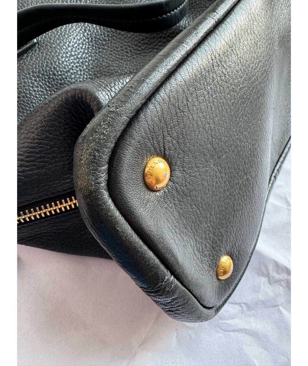 PRADA Черная кожаная сумка тоут, фото 7