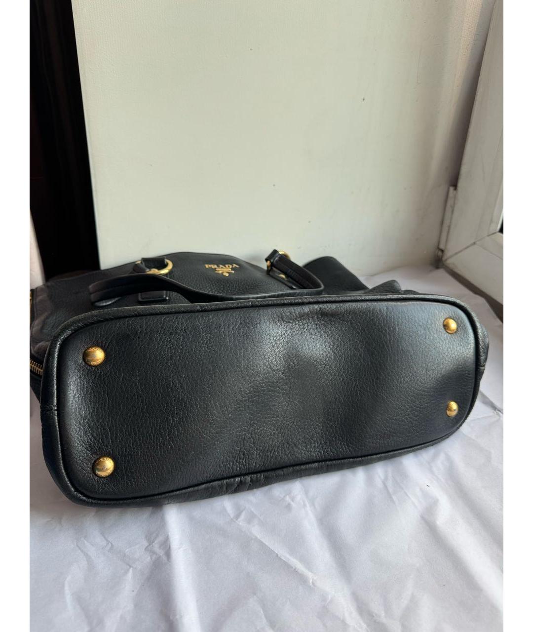 PRADA Черная кожаная сумка тоут, фото 5