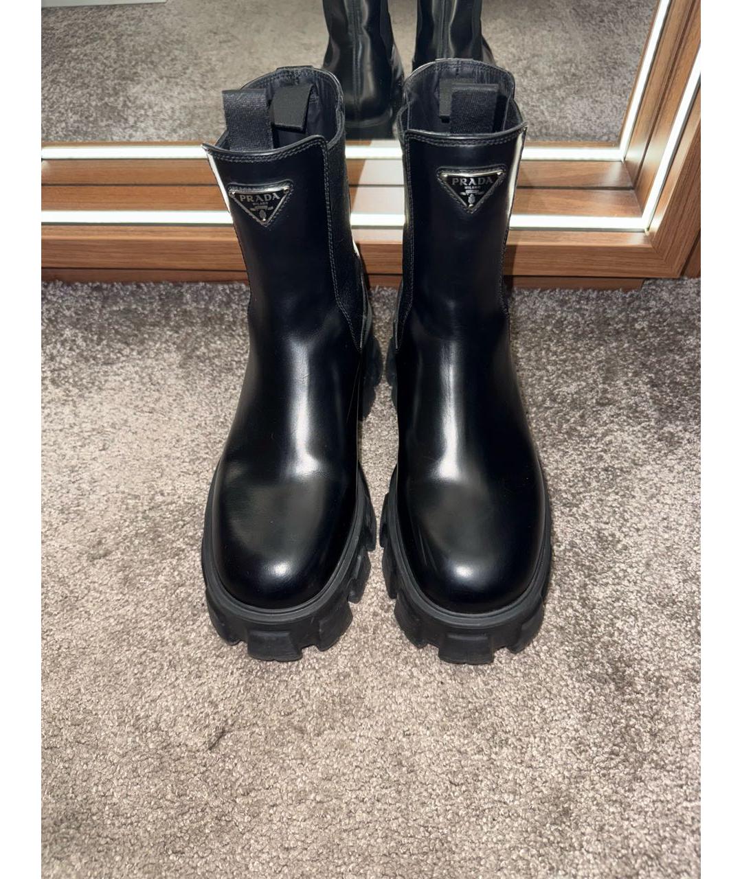 PRADA Черные кожаные полусапоги, фото 2