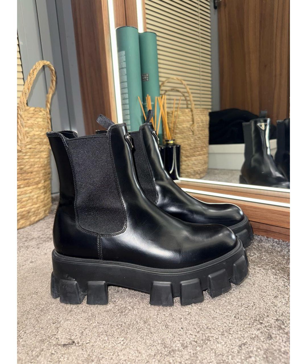 PRADA Черные кожаные полусапоги, фото 9
