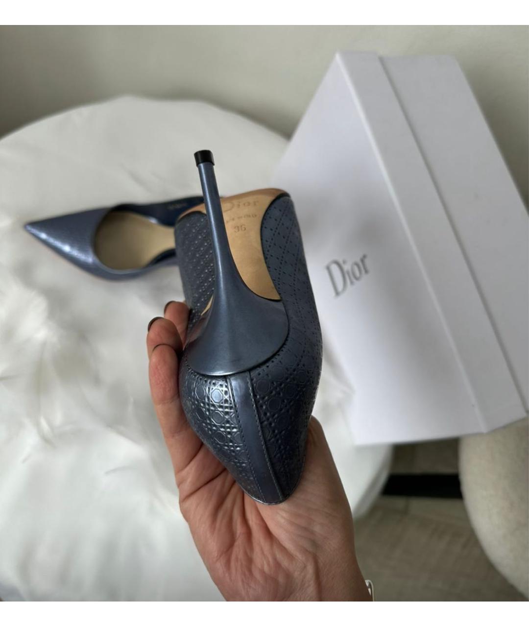 CHRISTIAN DIOR Темно-синие кожаные туфли, фото 4