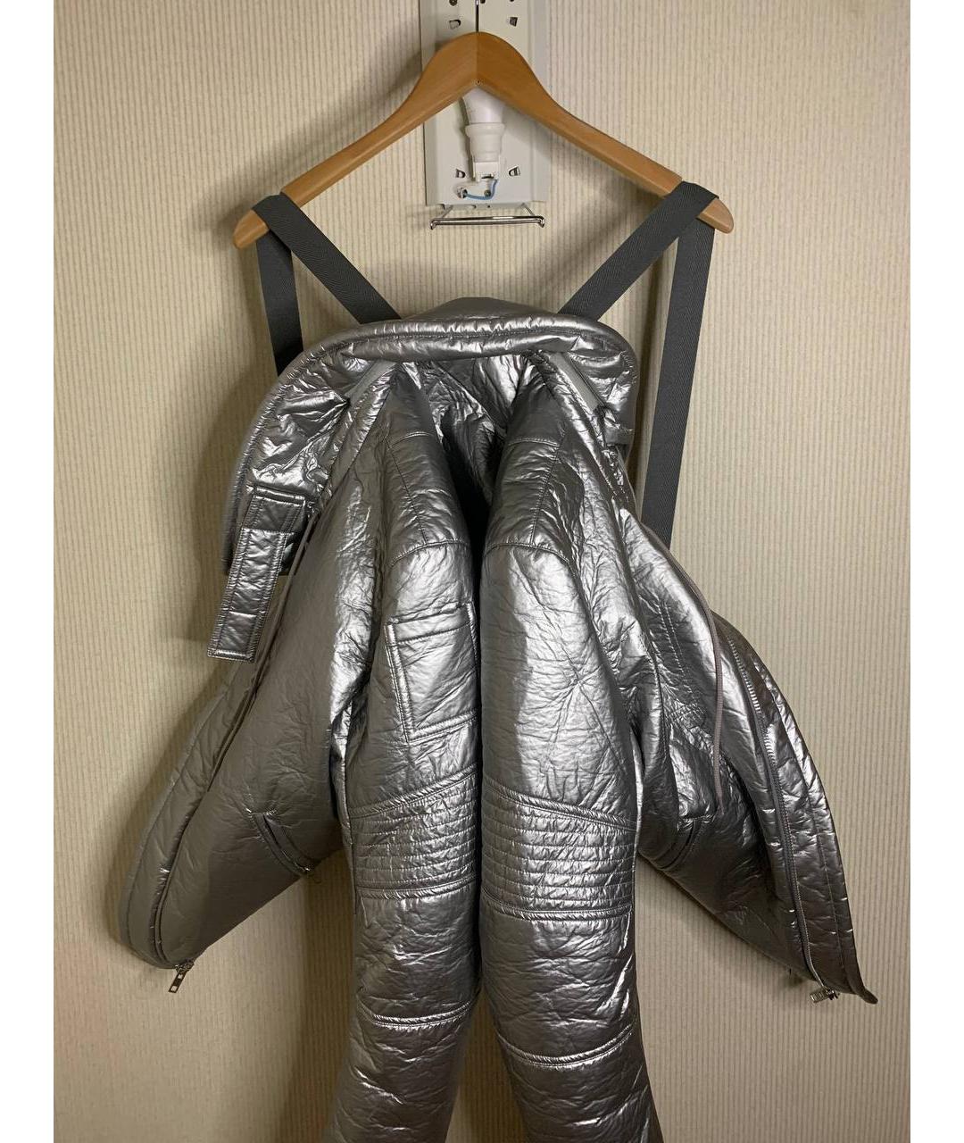 HELMUT LANG Серебряная полиэстеровая куртка, фото 6