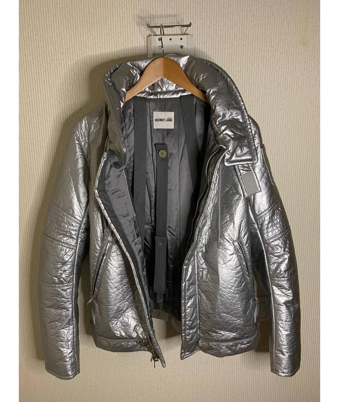 HELMUT LANG Серебряная полиэстеровая куртка, фото 5