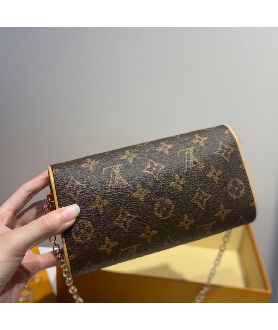 LOUIS VUITTON Коричневая кожаная сумка через плечо, фото 5