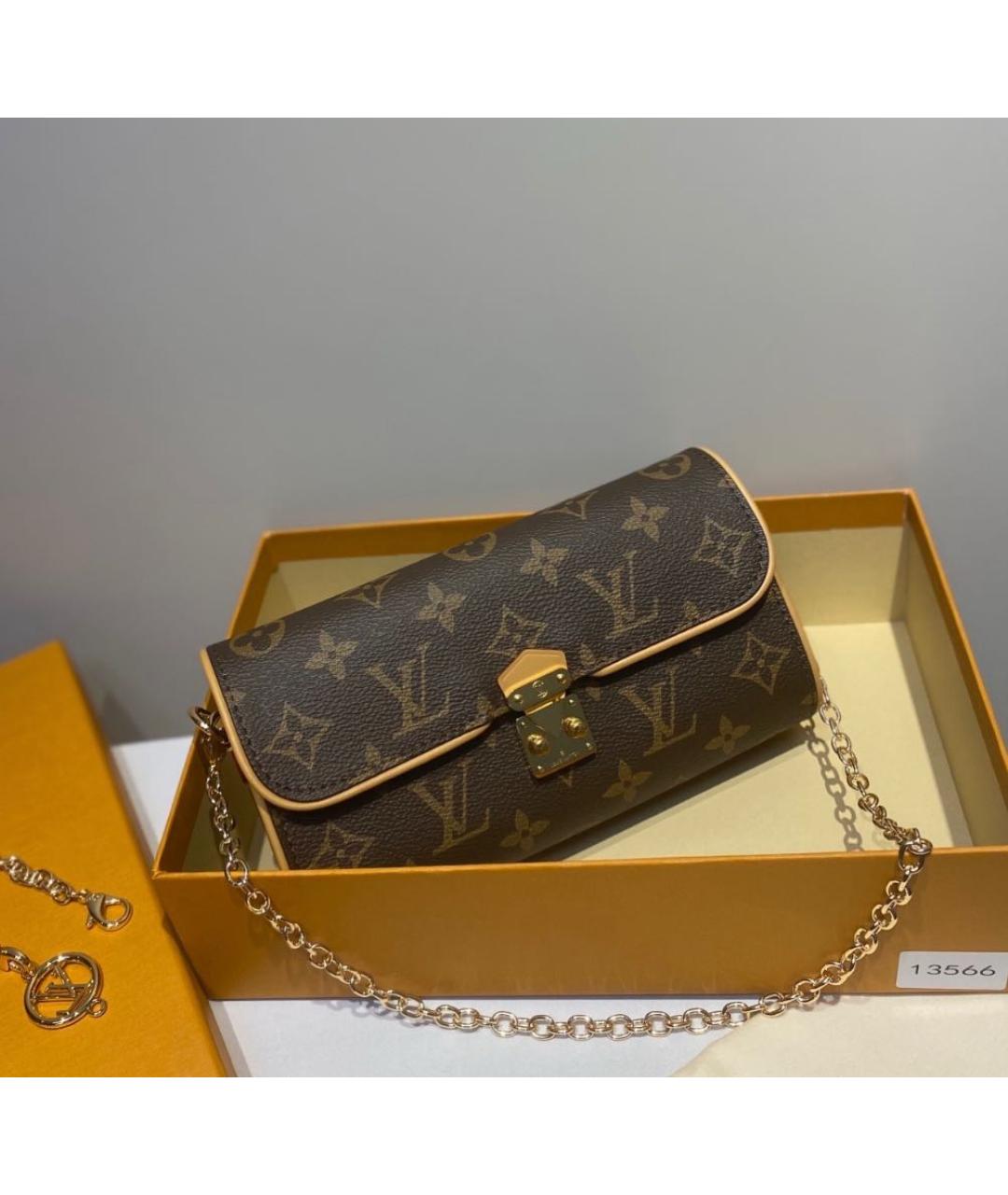 LOUIS VUITTON Коричневая кожаная сумка через плечо, фото 2