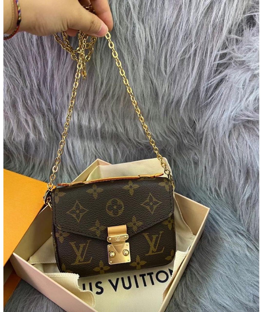 LOUIS VUITTON Коричневая кожаная сумка через плечо, фото 5