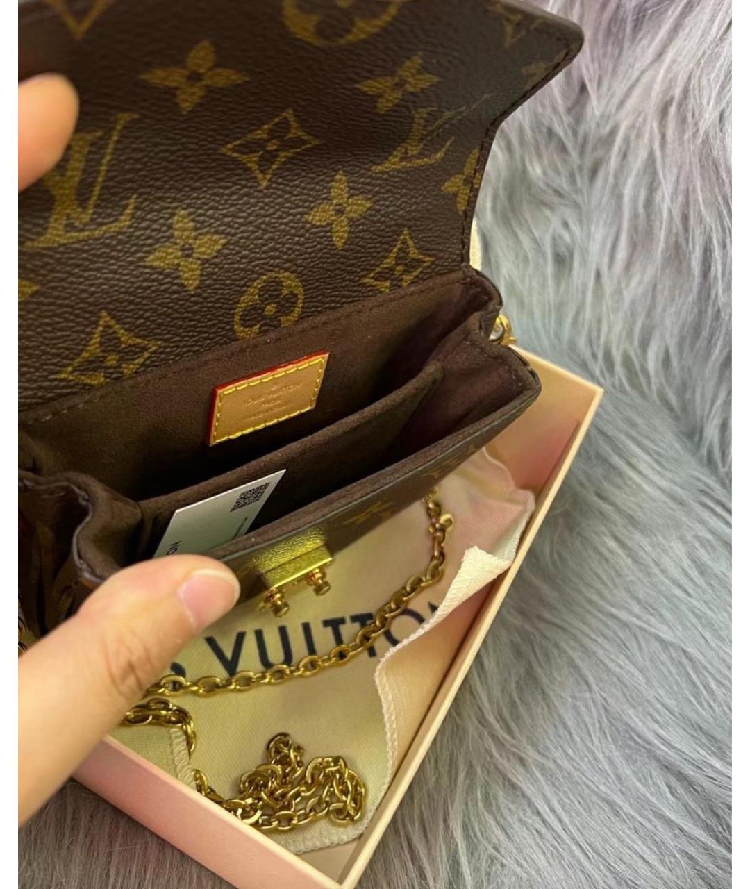 LOUIS VUITTON Коричневая кожаная сумка через плечо, фото 4