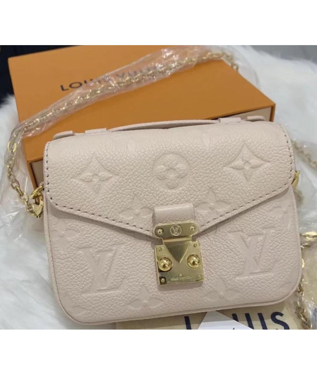 LOUIS VUITTON Бежевая кожаная сумка через плечо, фото 2