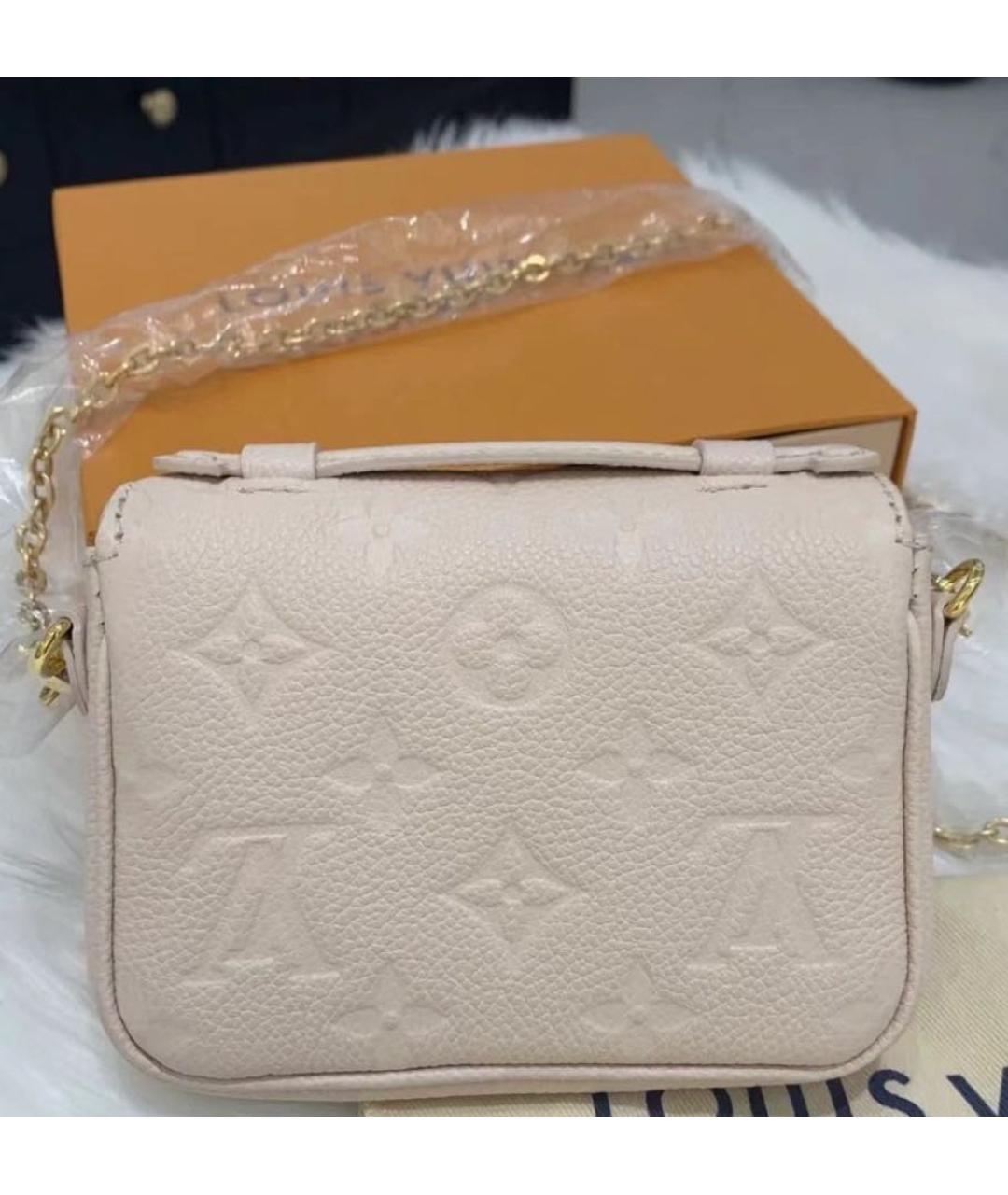LOUIS VUITTON Бежевая кожаная сумка через плечо, фото 3