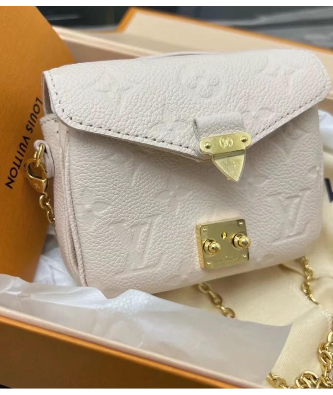 LOUIS VUITTON Бежевая кожаная сумка через плечо, фото 4