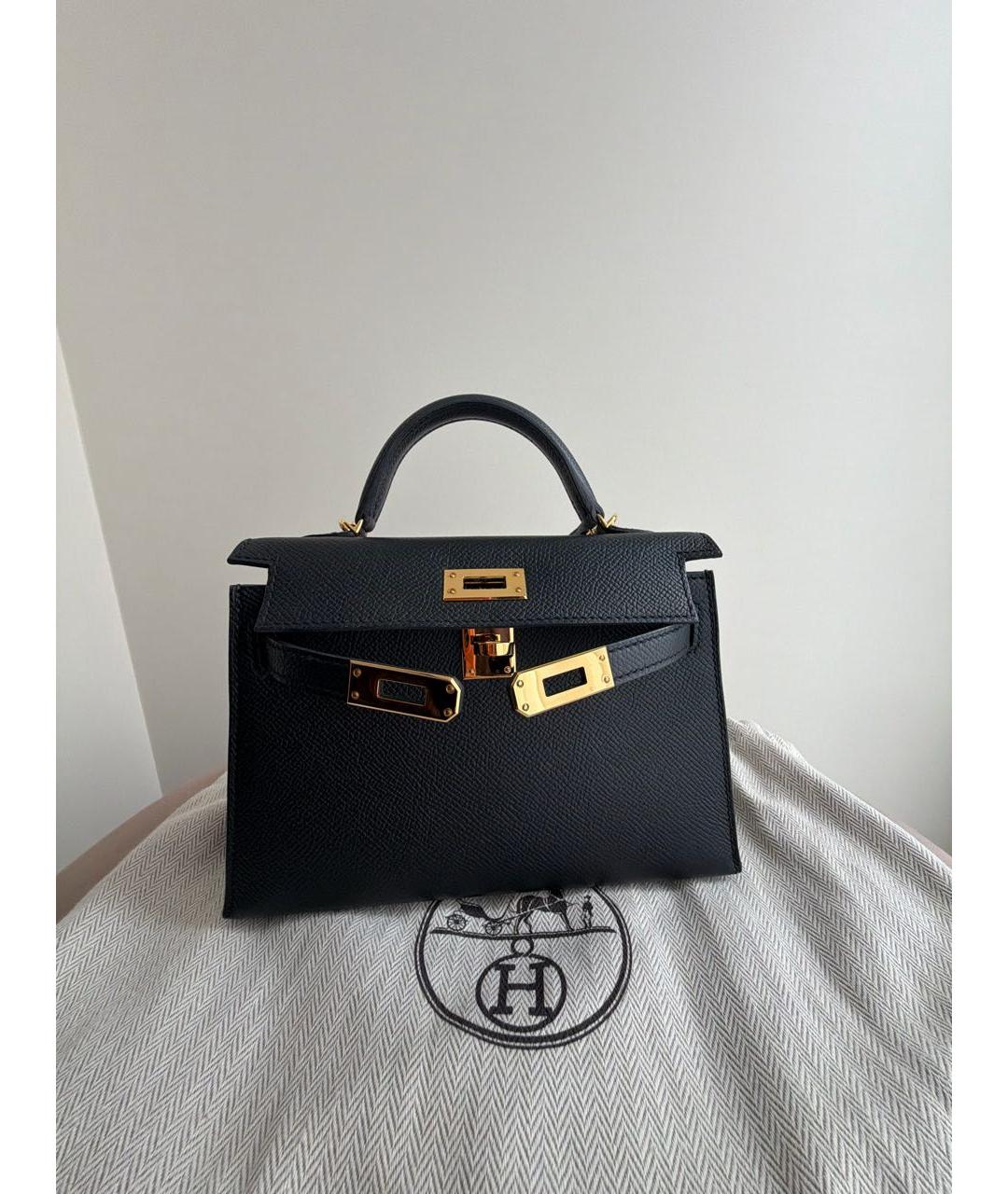 HERMES Черная кожаная сумка с короткими ручками, фото 9