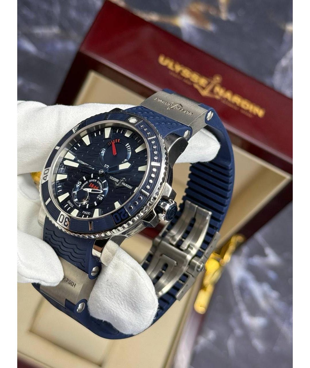 Ulysse Nardin Синие металлические часы, фото 5