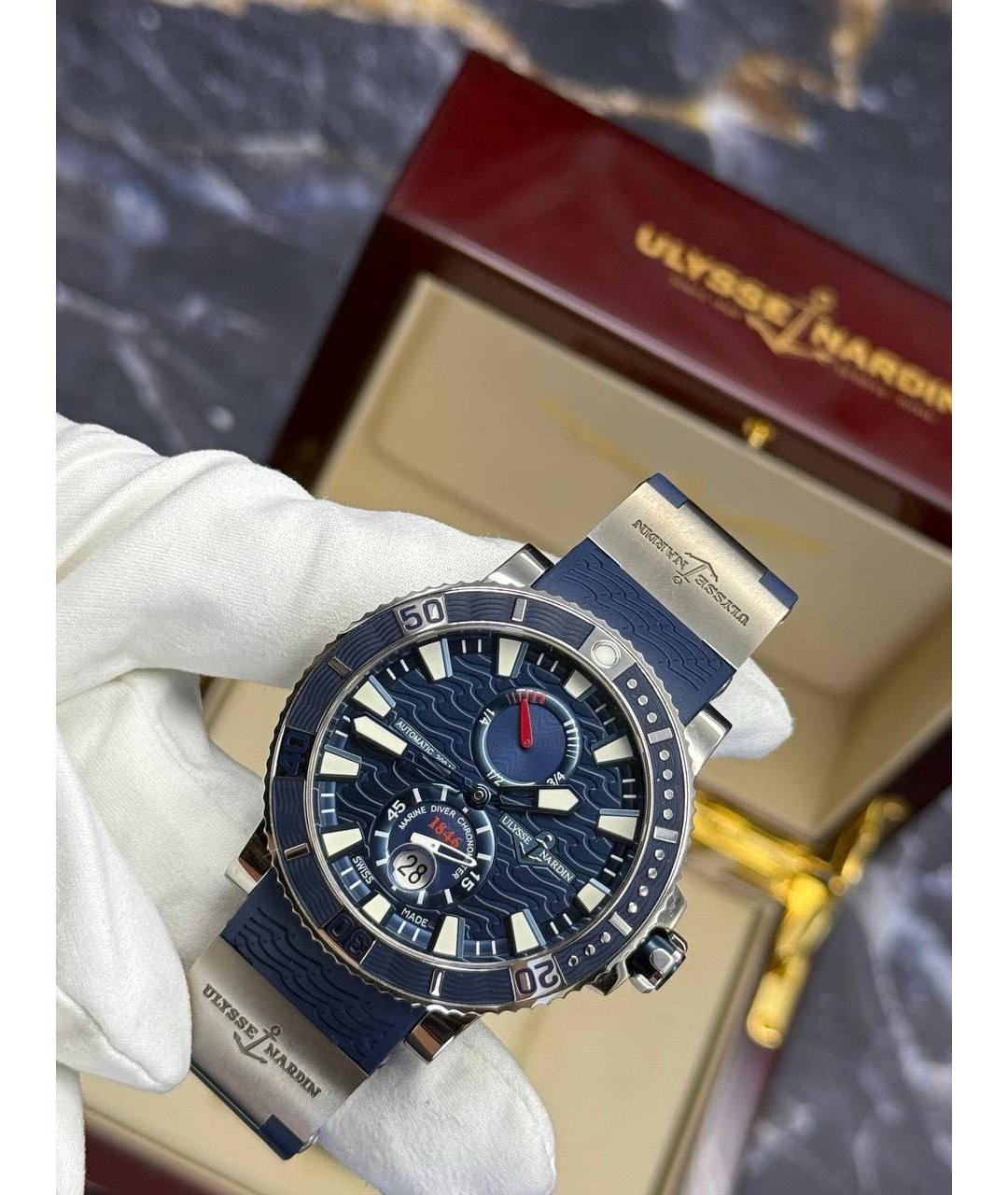 Ulysse Nardin Синие металлические часы, фото 3
