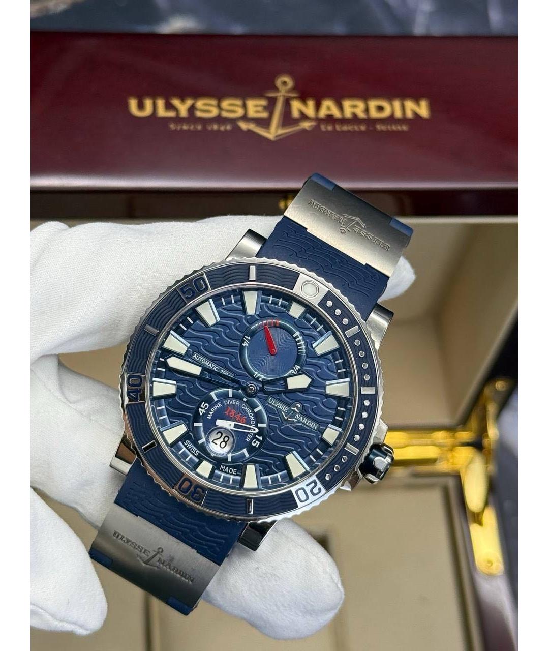 Ulysse Nardin Синие металлические часы, фото 7