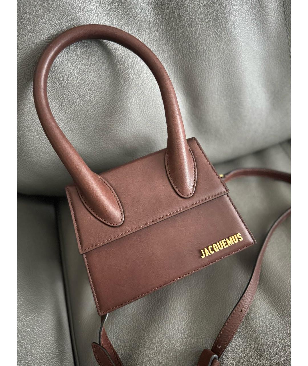 JACQUEMUS Коричневая кожаная сумка через плечо, фото 5