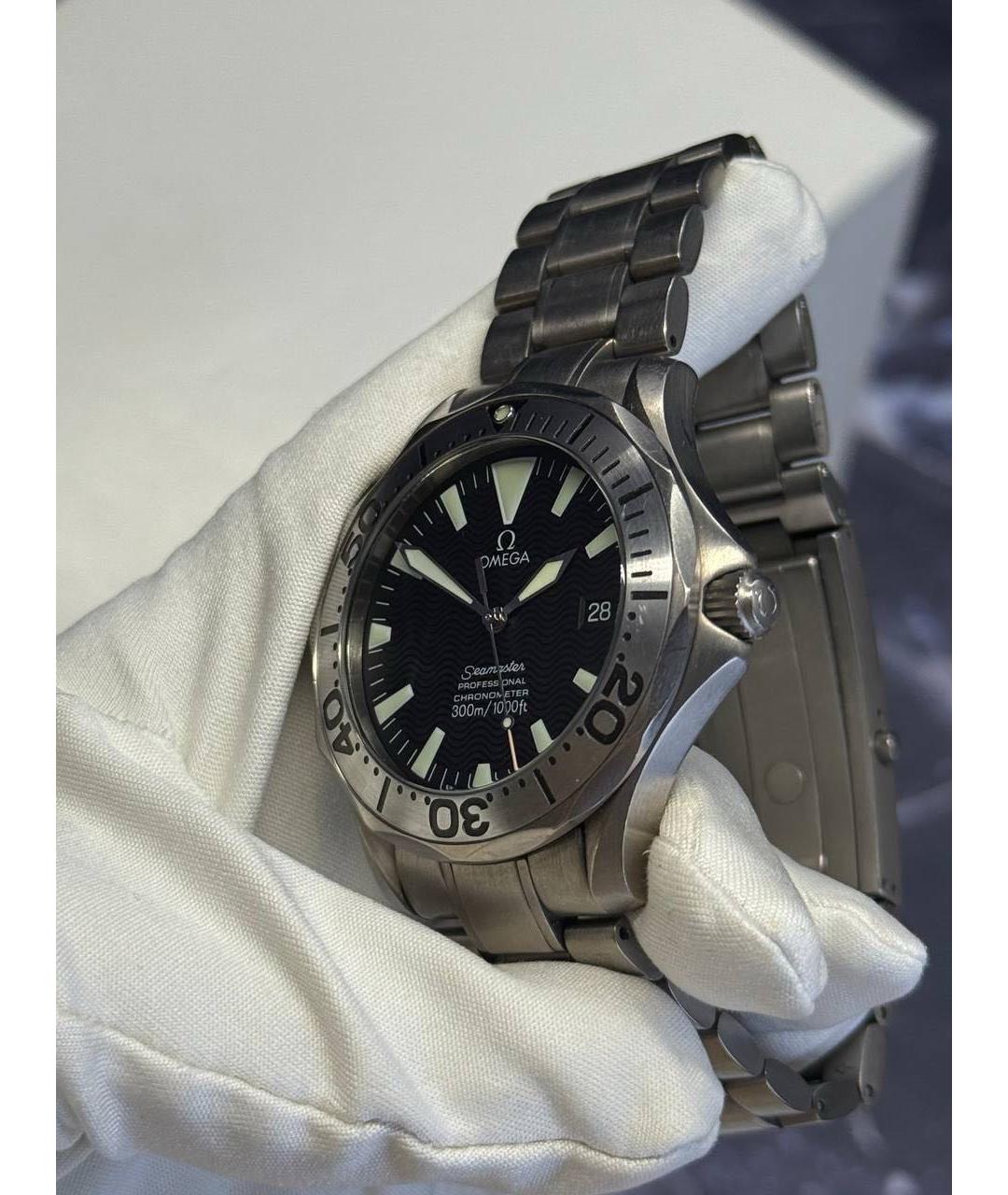 OMEGA Черные часы, фото 5