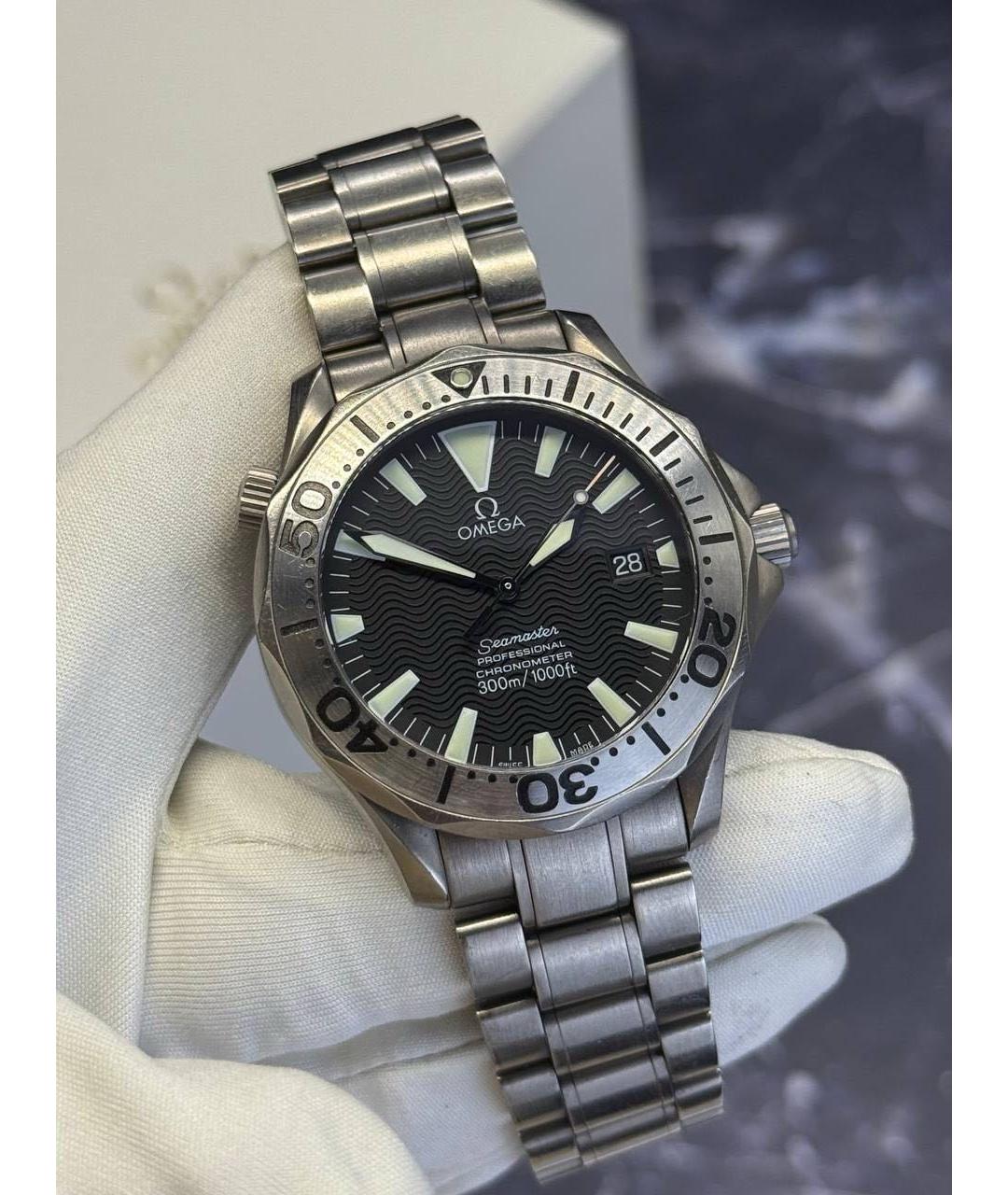 OMEGA Черные часы, фото 2