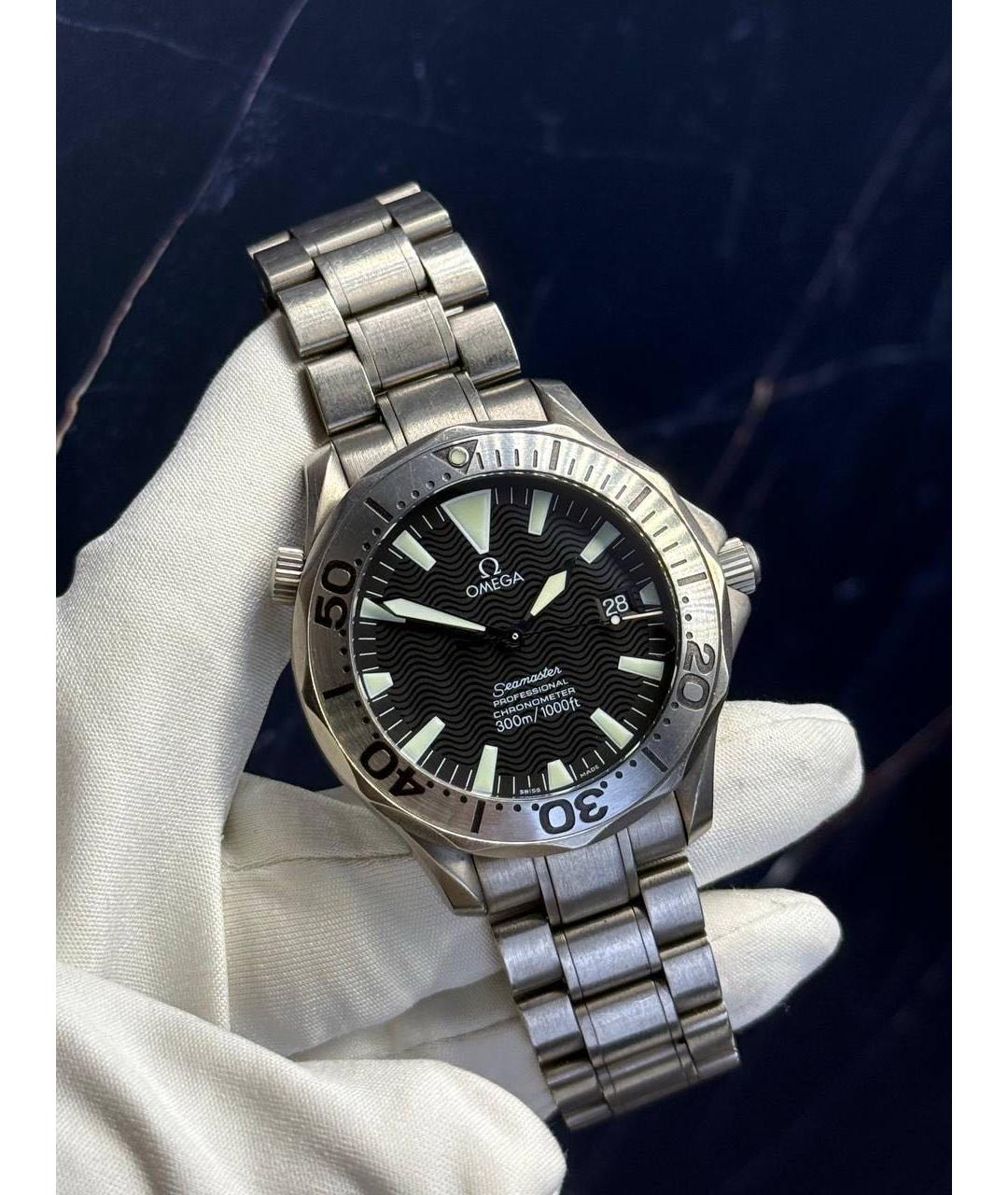 OMEGA Черные часы, фото 9