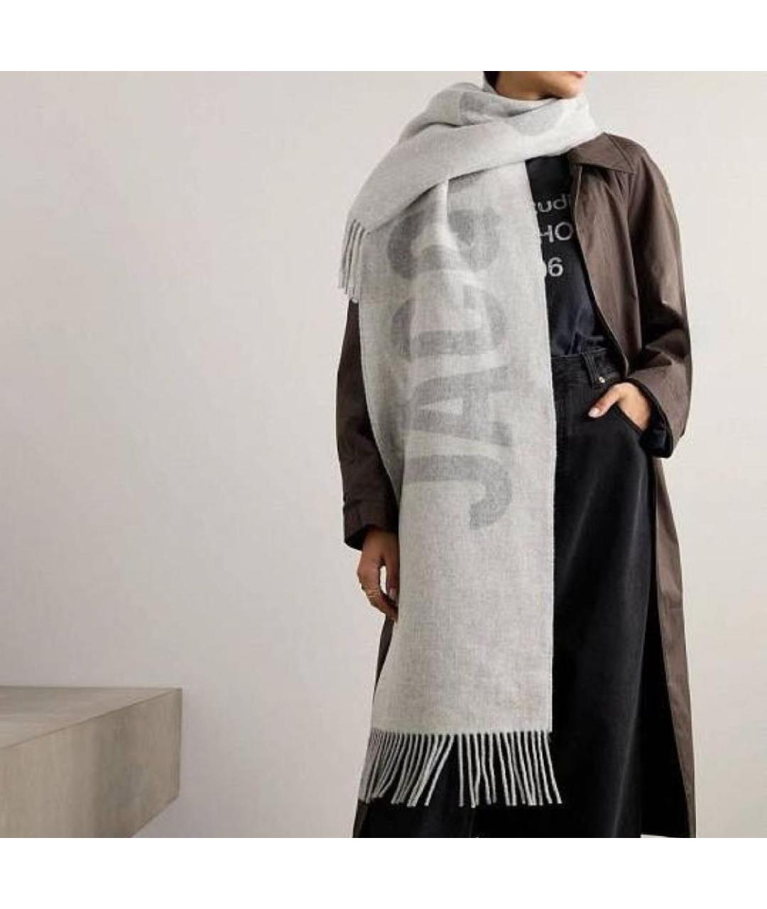 JACQUEMUS Серый шерстяной шарф, фото 4
