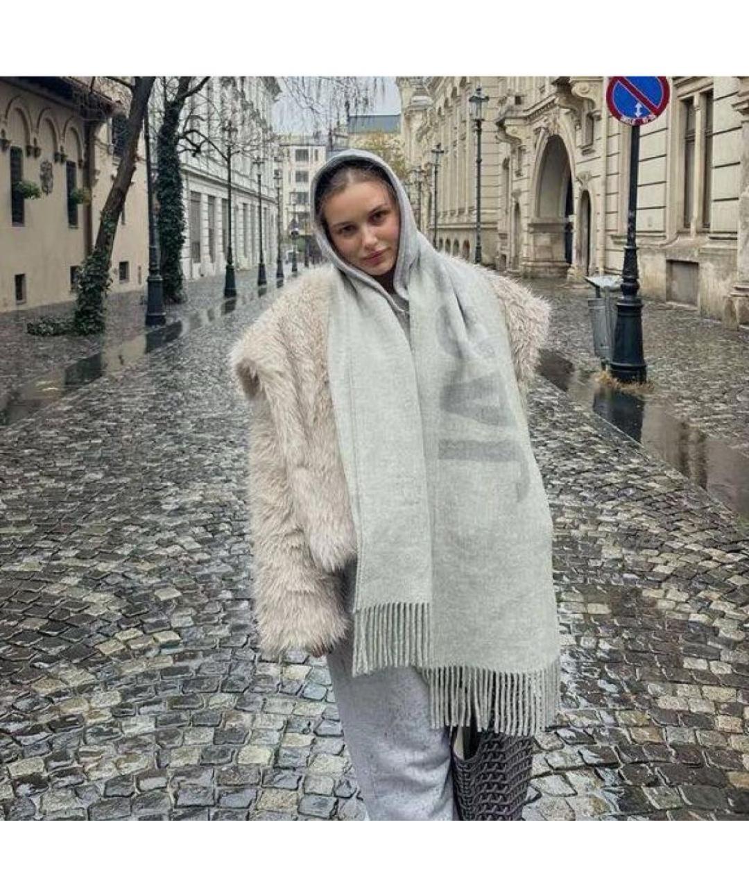 JACQUEMUS Серый шерстяной шарф, фото 5