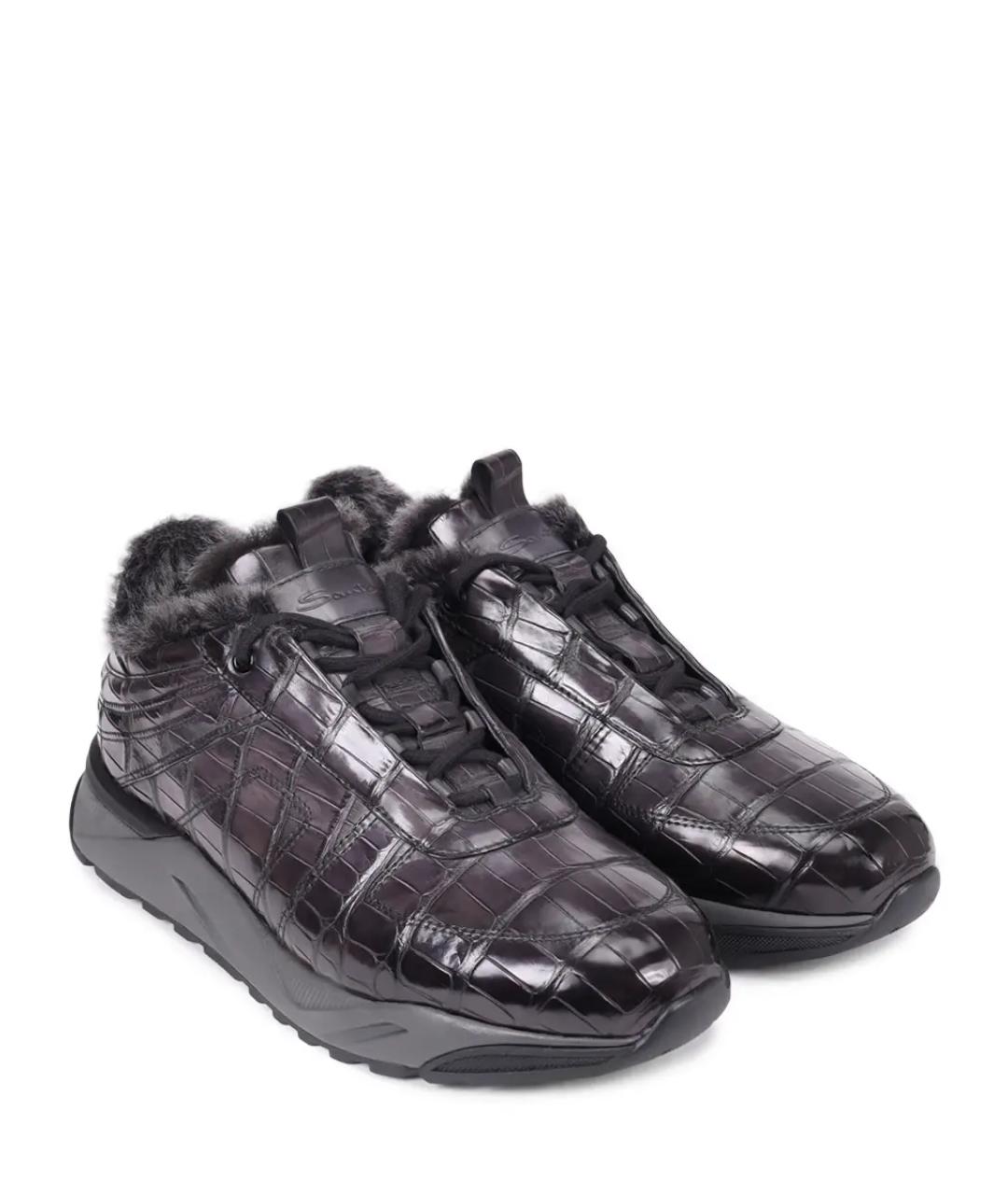 SANTONI Антрацитовые высокие кроссовки / кеды, фото 2