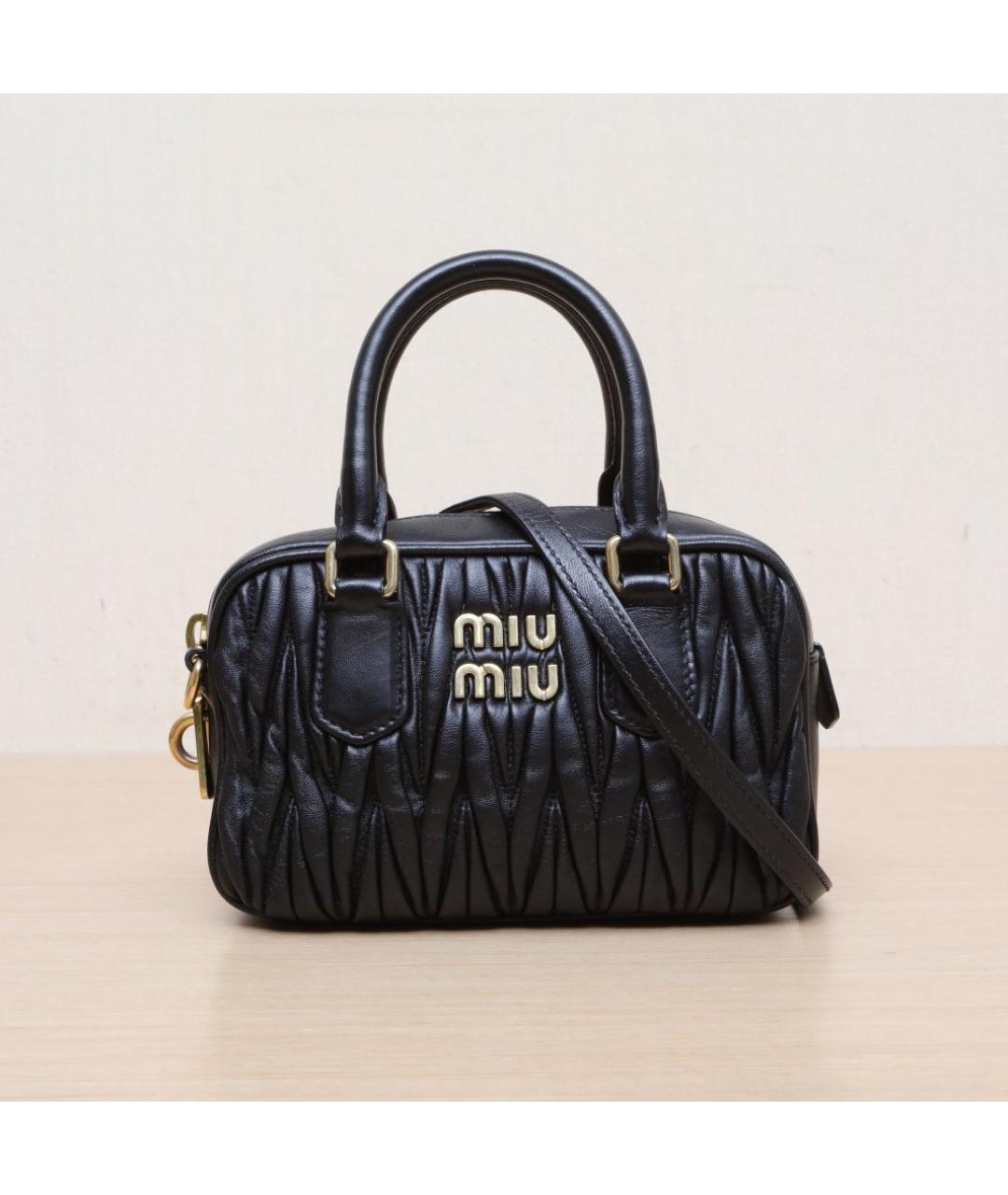 MIU MIU Черная кожаная сумка с короткими ручками, фото 2