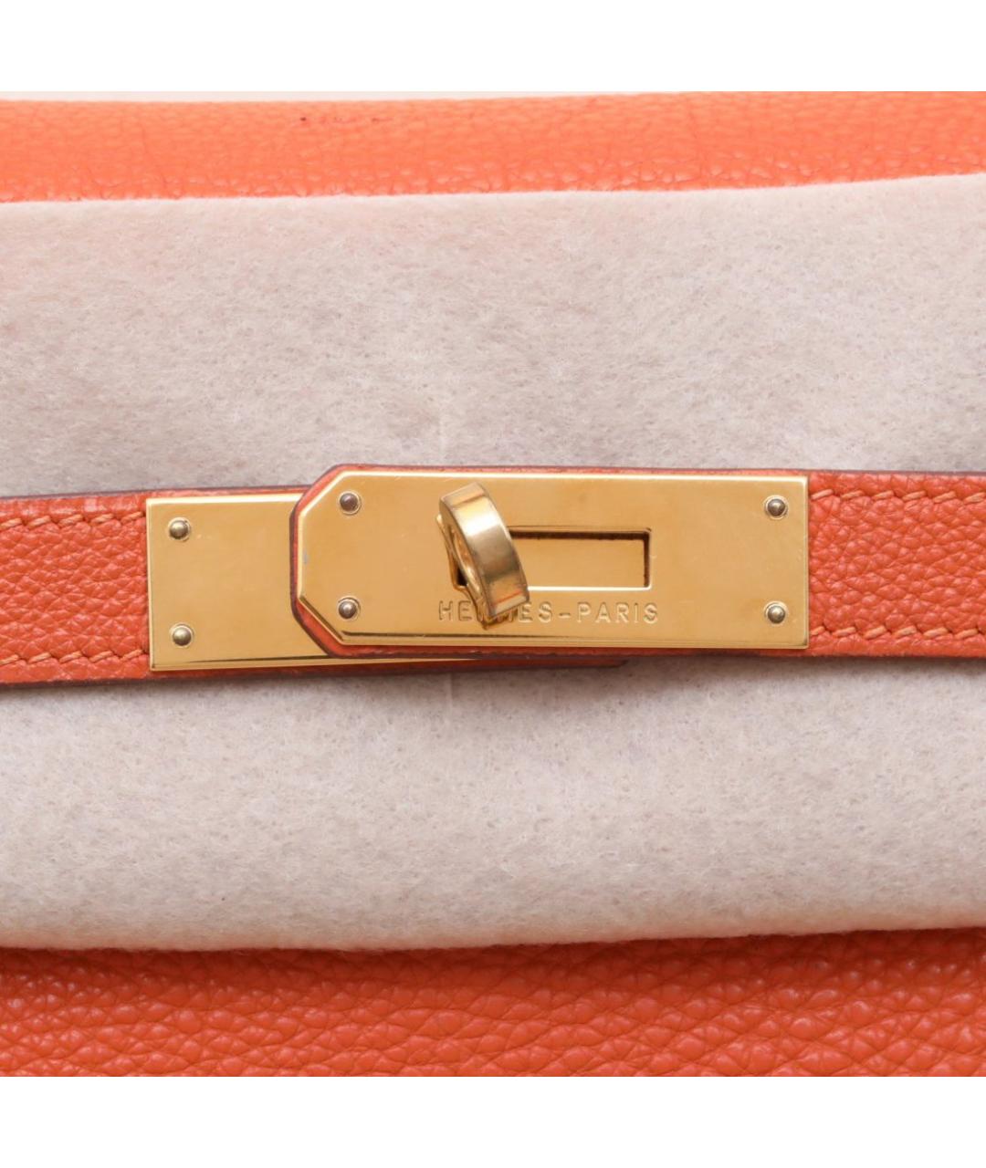HERMES Оранжевая кожаная сумка через плечо, фото 7