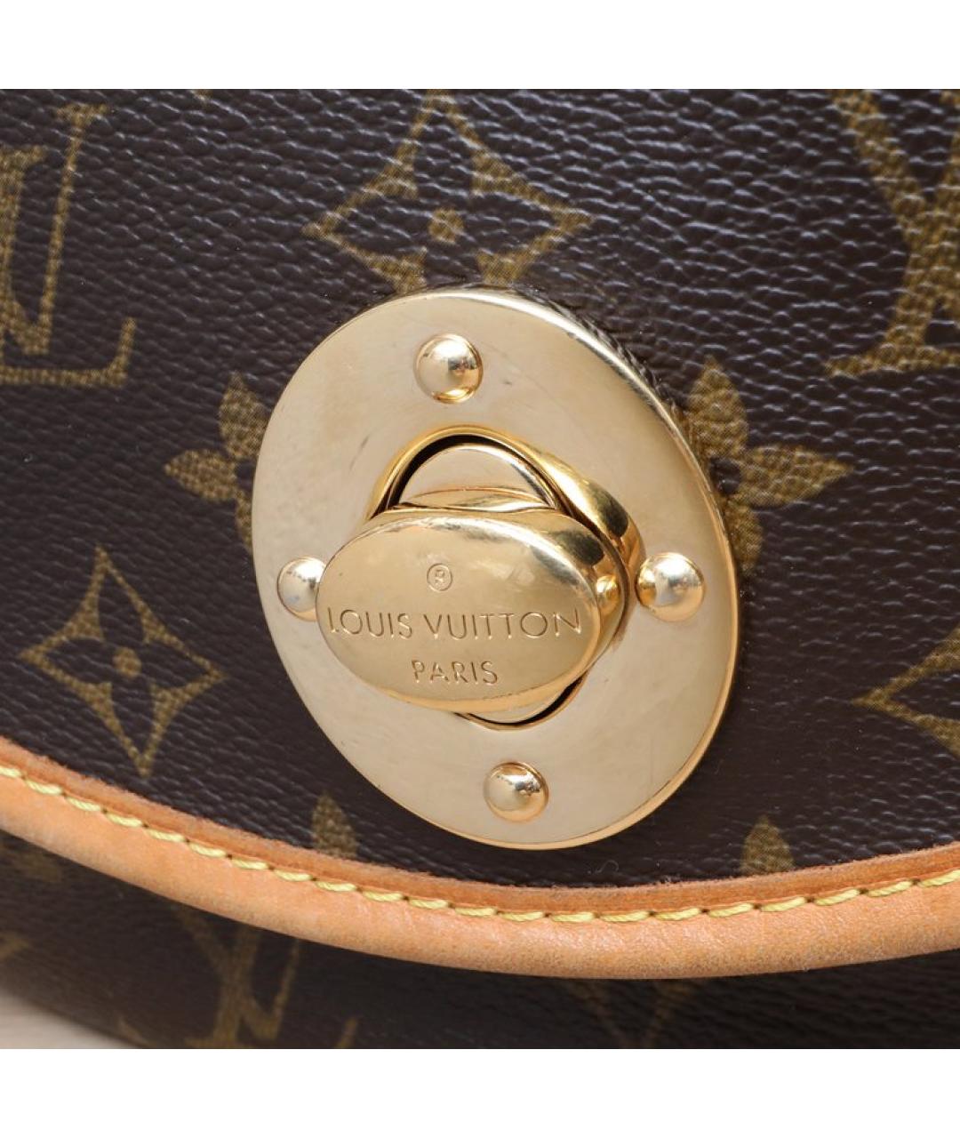 LOUIS VUITTON Коричневая кожаная сумка через плечо, фото 7