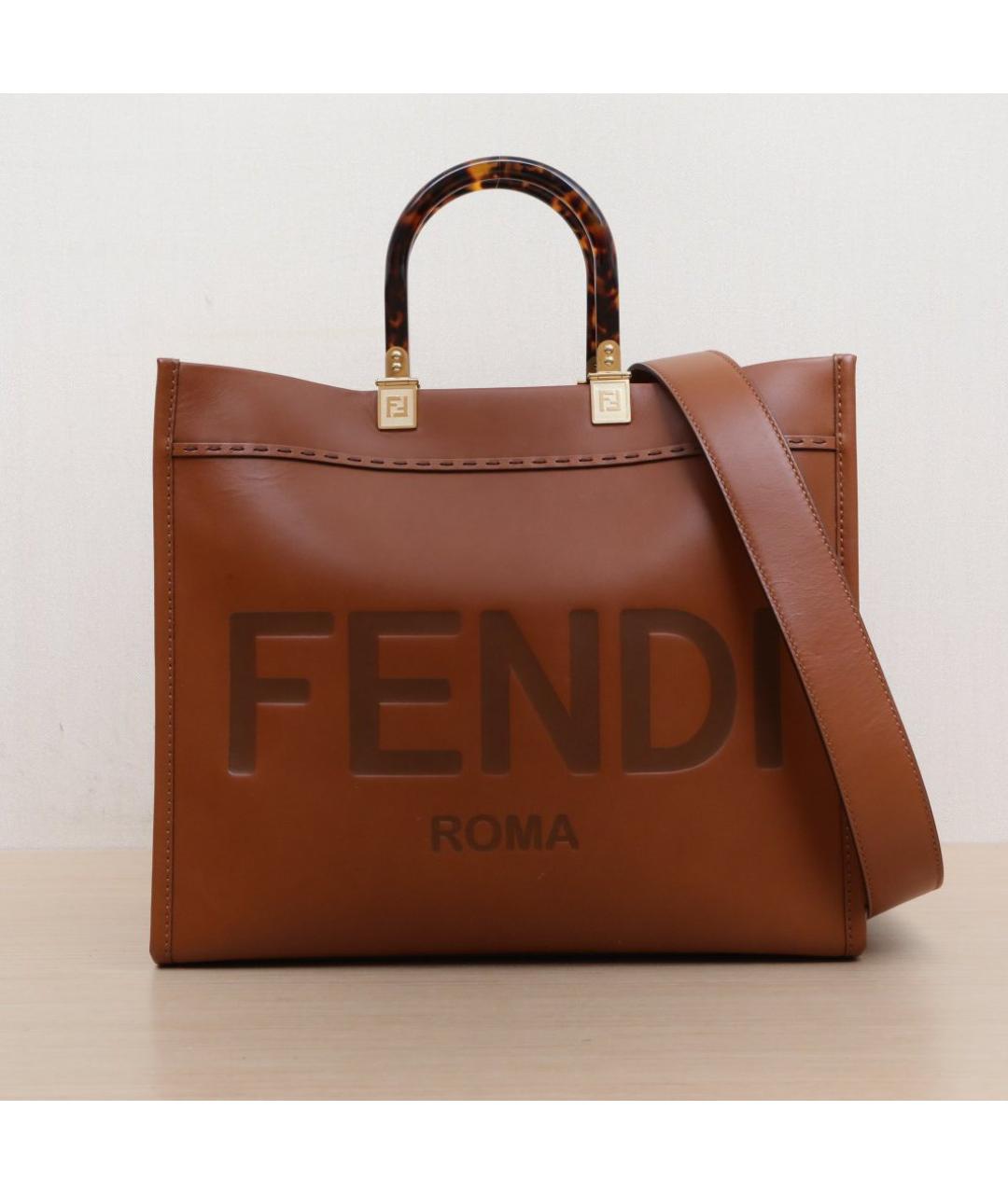 FENDI Коричневая кожаная сумка через плечо, фото 3