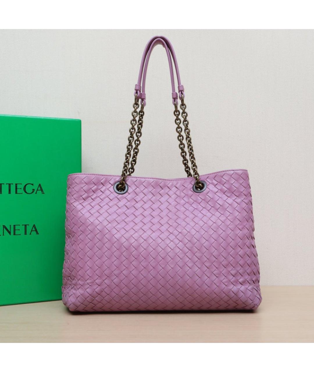 BOTTEGA VENETA Розовая кожаная сумка через плечо, фото 2