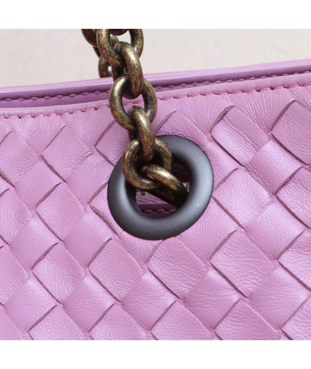 BOTTEGA VENETA Розовая кожаная сумка через плечо, фото 8