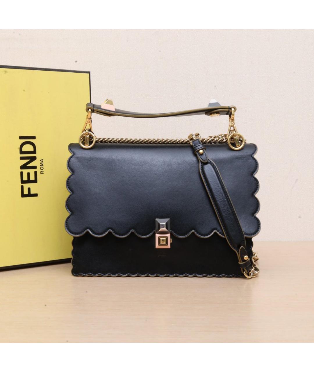 FENDI Черная кожаная сумка через плечо, фото 2