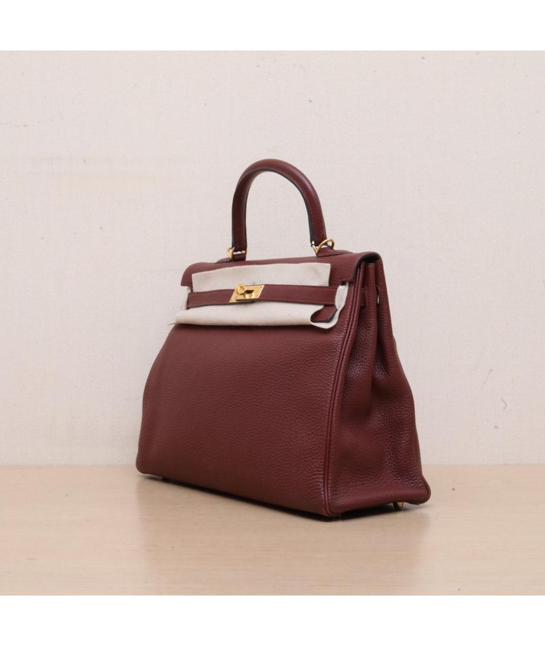 HERMES Бордовая кожаная сумка через плечо, фото 4