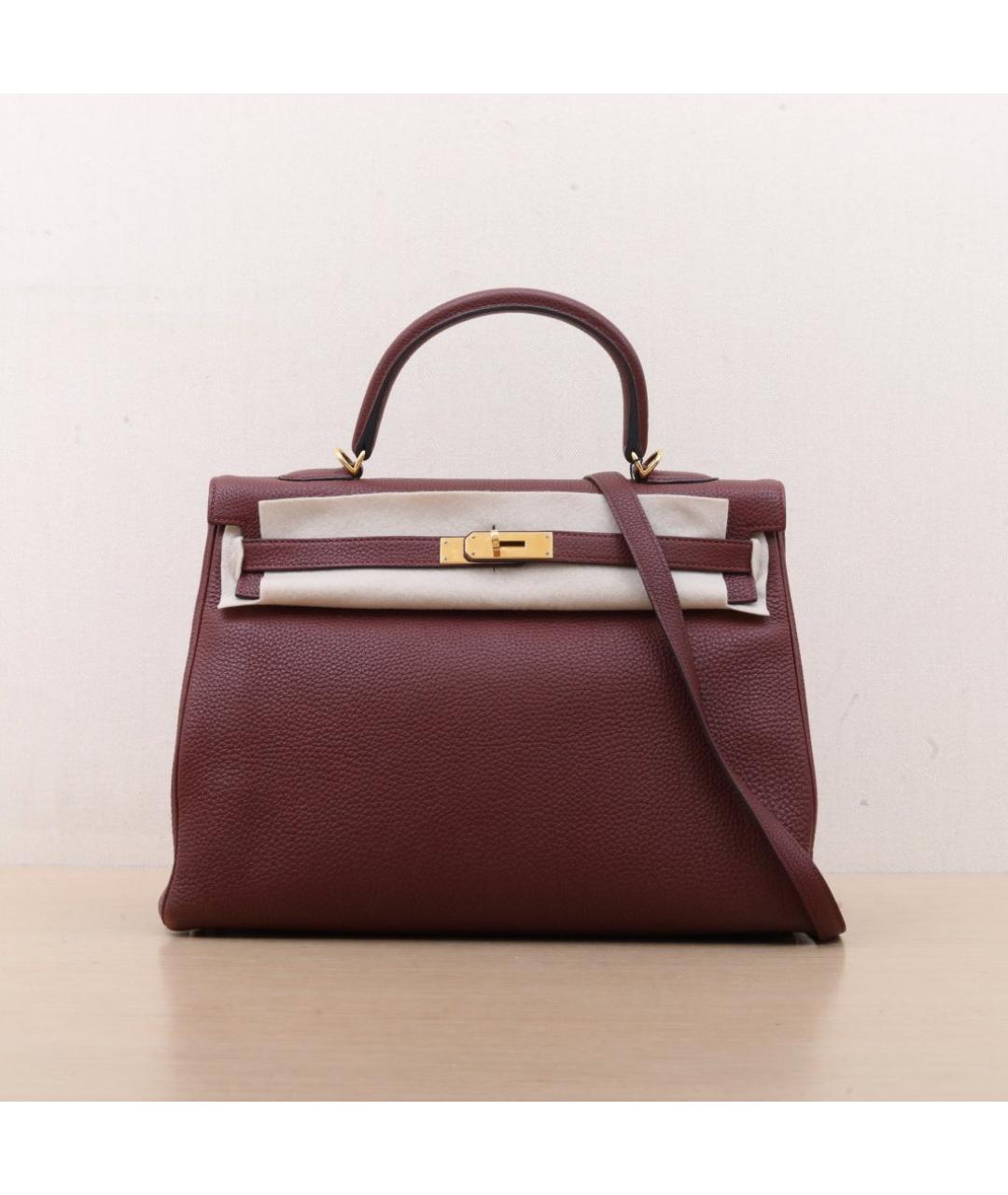 HERMES Бордовая кожаная сумка через плечо, фото 3