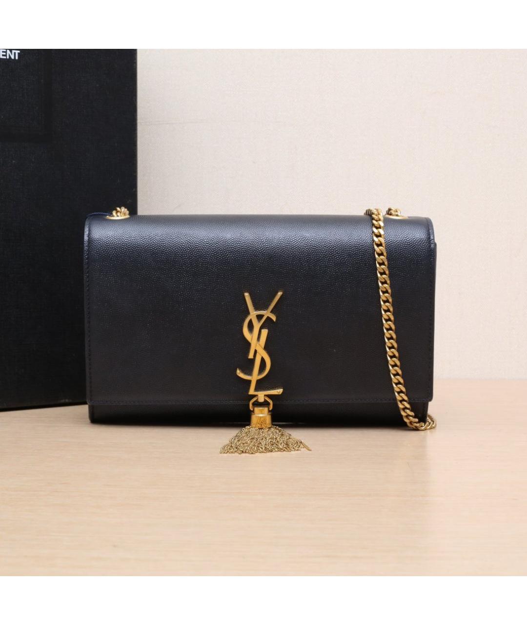SAINT LAURENT Черная кожаная сумка через плечо, фото 2