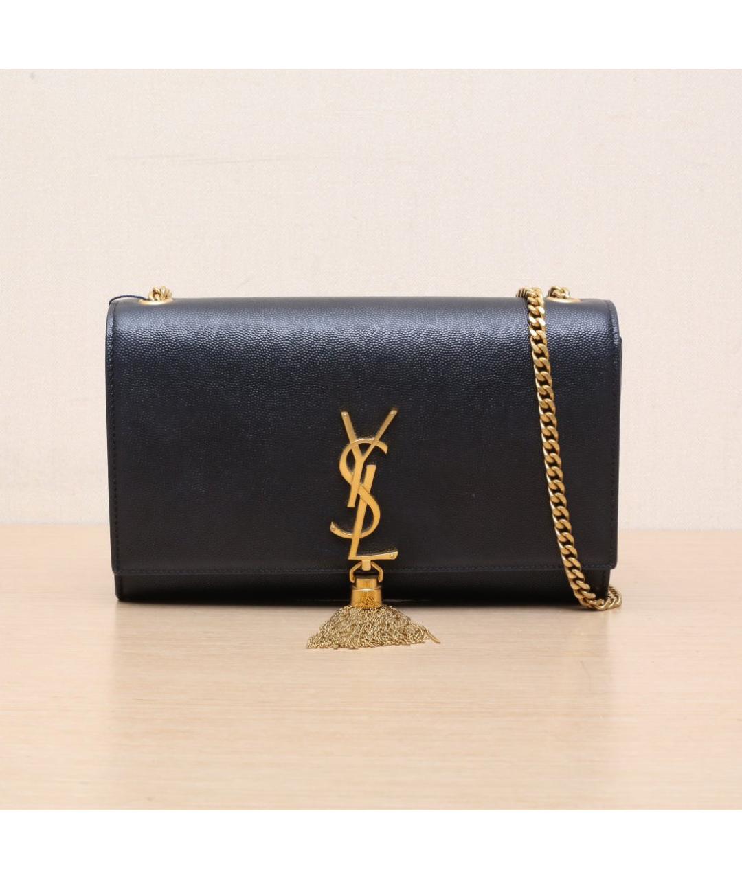 SAINT LAURENT Черная кожаная сумка через плечо, фото 3
