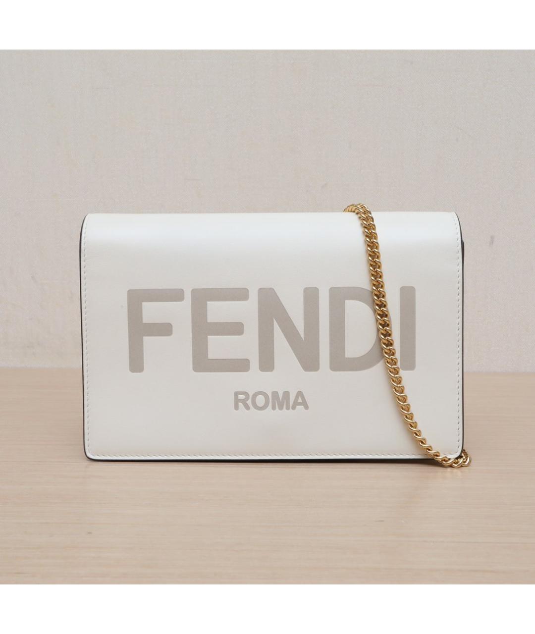FENDI Белая кожаная сумка через плечо, фото 3