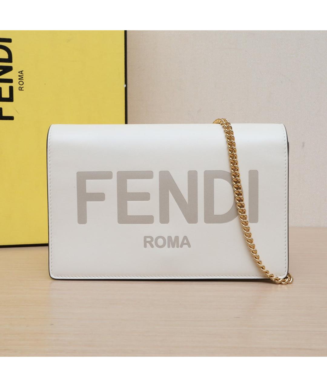 FENDI Белая кожаная сумка через плечо, фото 2