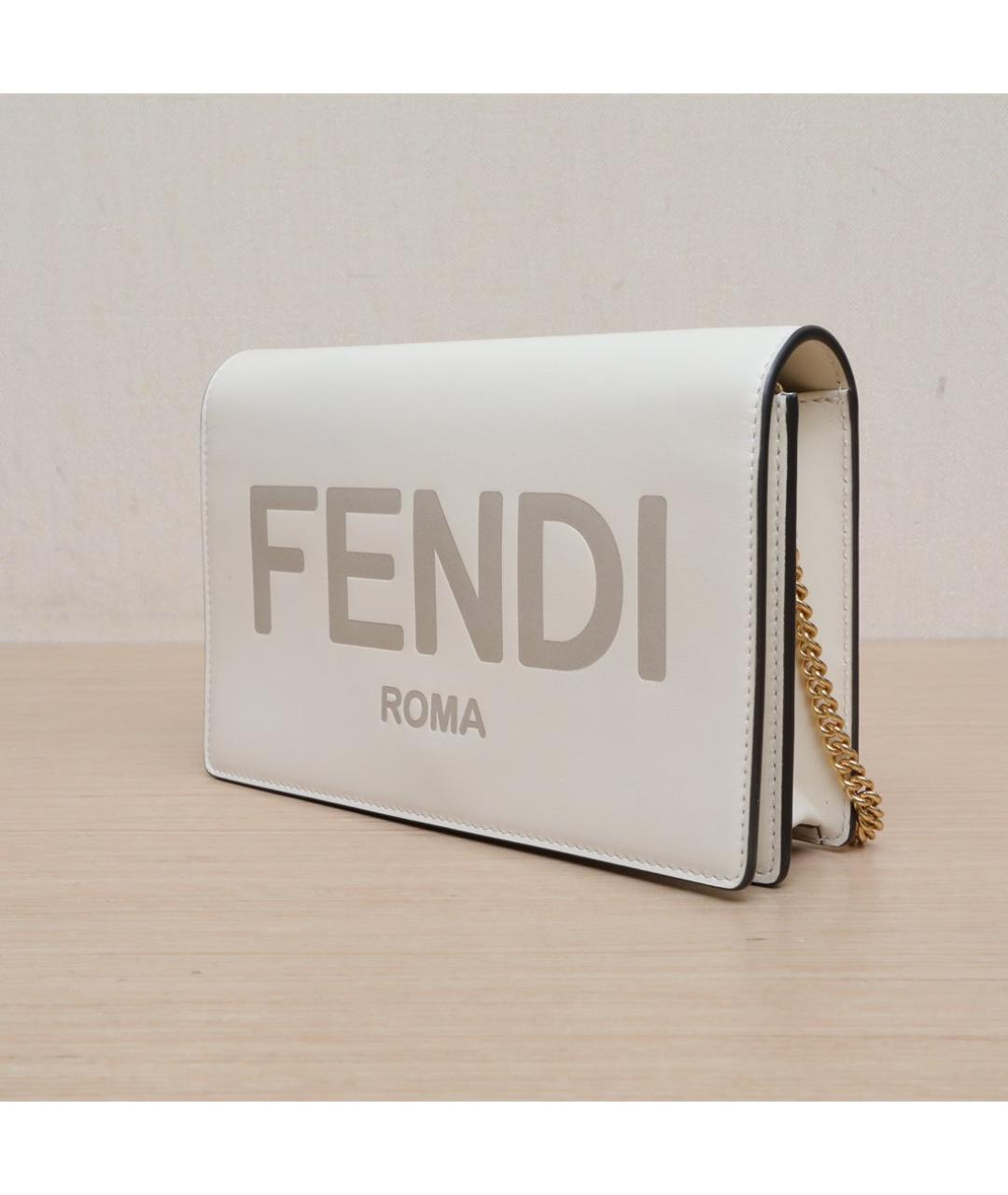FENDI Белая кожаная сумка через плечо, фото 4