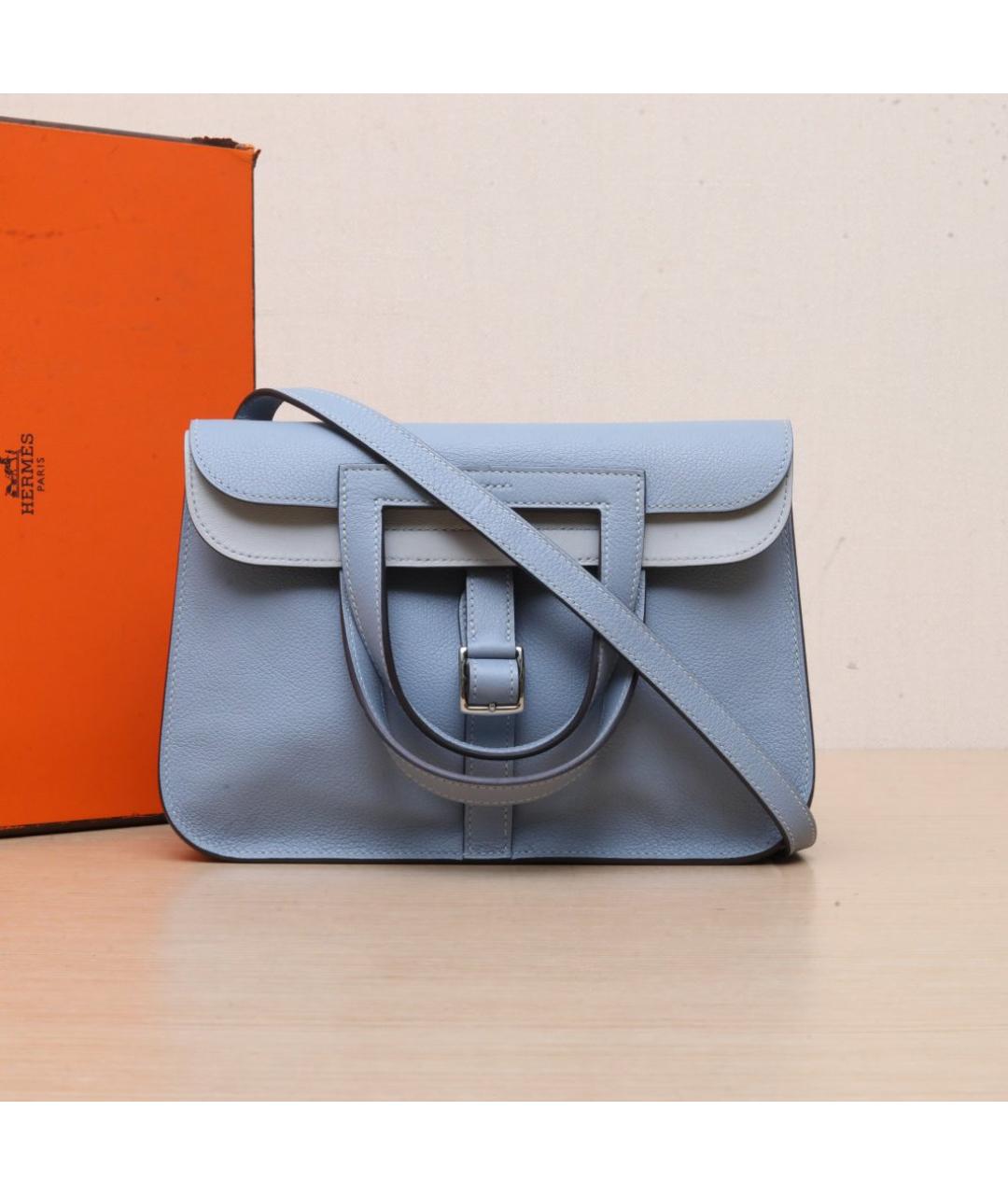 HERMES Голубая кожаная сумка через плечо, фото 2